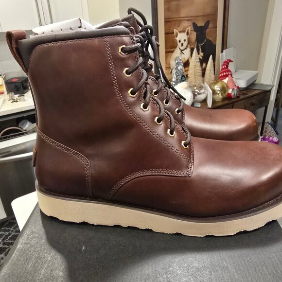 UGG CASON 1159790 LEATHER WATERPROOF WINTER BOOTS MENS SIZE 10 DARK CHESTNUT NEW - Picture 6 of 13